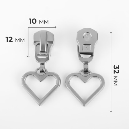 Automatic lock for metal zippers, No. 5, decorative, 10 pcs, Nickel color-1