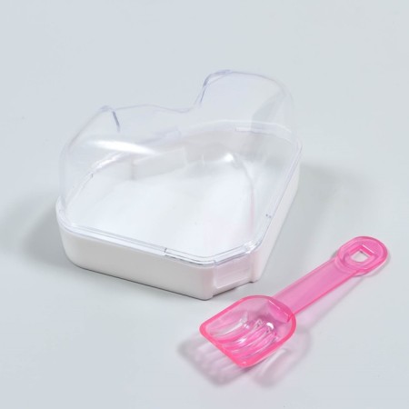 Bath for rodents angular with a spatula, 14 x 10.4 cm, white-2