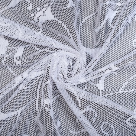 Tulle on the curtain tape, 145x250 cm, white color, 100% polyester-2