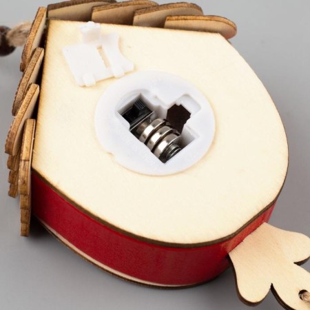 Christmas tree toy "House with Snezhin", from batteries, glow warm white-3
