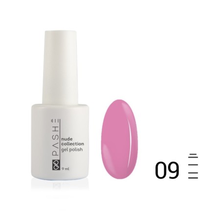 Pashe Nude Collection gel polish, No. 09 camouflage lilac pink, 9 ml