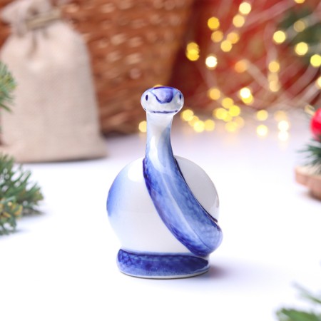 Souvenir "Snake on the Apple", Gzhel, Cobalt-1