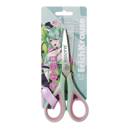 Scissors 16 cm Erichkrause "Endeavor Manga", double sharpening, anti -slip rubber inserts, mix, euro suspension-7