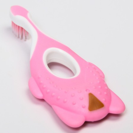 Children's toothbrush, nylon, with a limiter, pink color-3