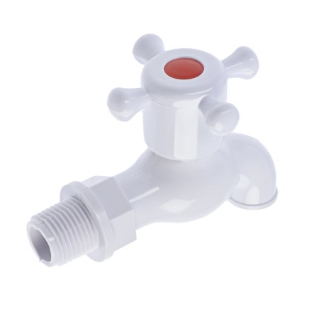 Water cutting tap zein, with a crossbar, pp, with a ball mechanism, white, with a nut-4