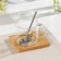 Glass mug with a spoon on a wooden stand “Kotik”, 300 ml, Mix drawing