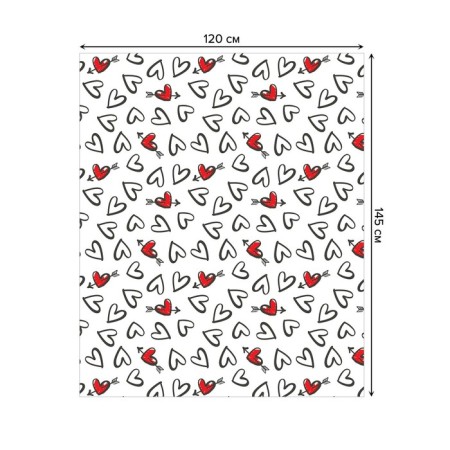 Black and white hearts tablecloth, rectangular, oxford, size 120x145 cm-1