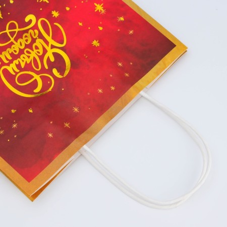 New Year. New Year's Paper Package package with embossing, "Christmas trees" 27 x 21 x 11 cm.-3