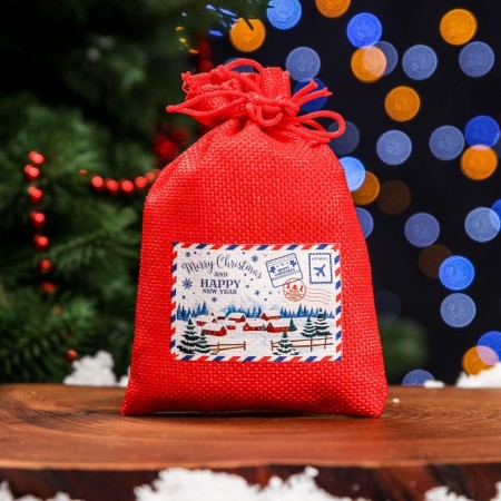 Gift bag with thermal monklake, 10 x 14 cm, red