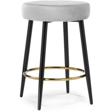 Barrier stool Plato metal/velor, black/light gray 43x43x65 cm