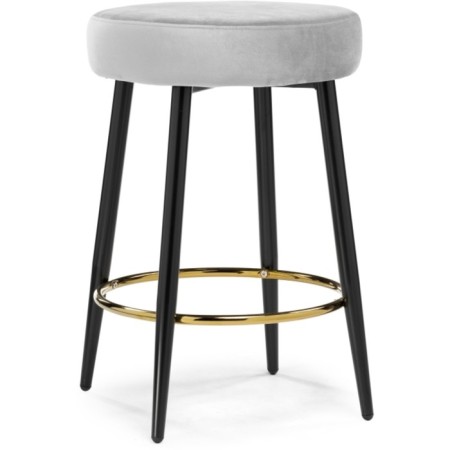 Barrier stool Plato metal/velor, black/light gray 43x43x65 cm