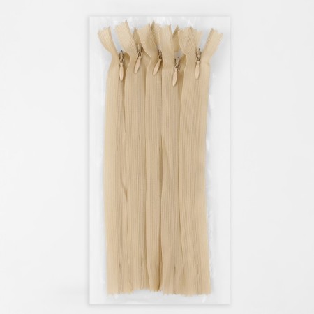 Lightning secret, No. 3, non -proceeding, locking machine, 20 cm, beige color-2