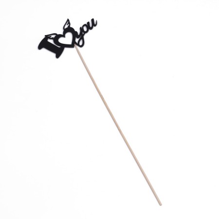Topper "I love you" black 10.1x5.3 cm-2