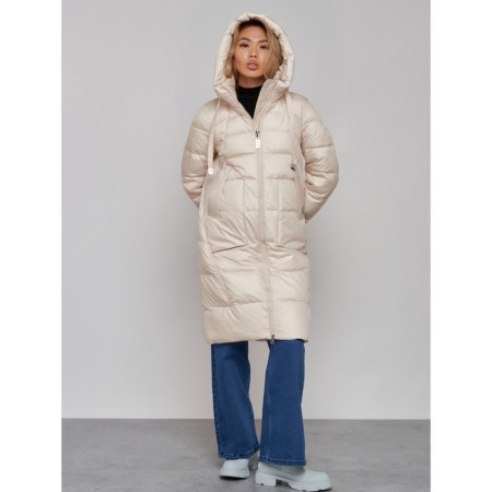 Coat insulated winter female, size 50, light-beige color-7