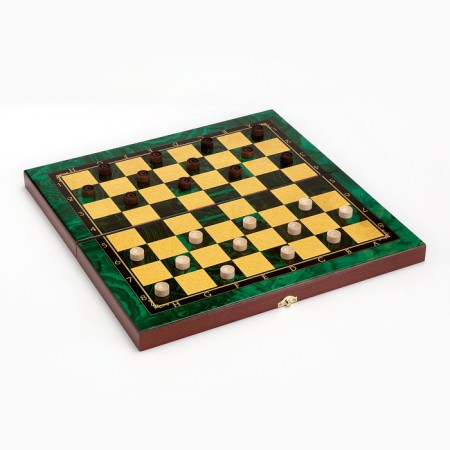 Board game 3 in 1 "Malachite": chess, checkers, backgammon, wood 40 x 40 cm-3