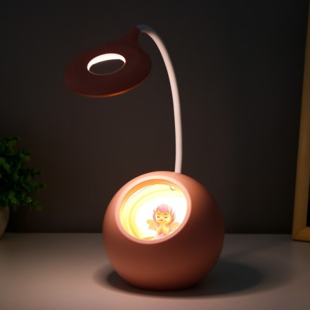 Board lamp with a nightmare "Princess" LED 3000K-6000K 5W USB AKB pink 14x14x44cm Risalux 9413-2