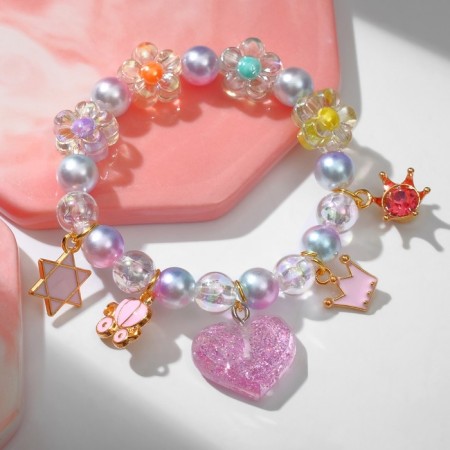 Bracelet Children's "Choselka" Princess, with flowers, colored in gold-1