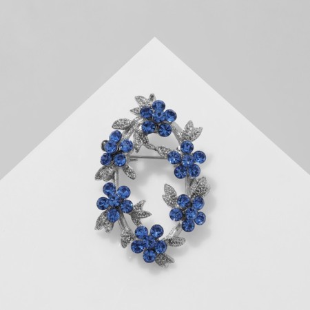 Brooch "Flower Wreath" of a cornflower, blue color in silver-2