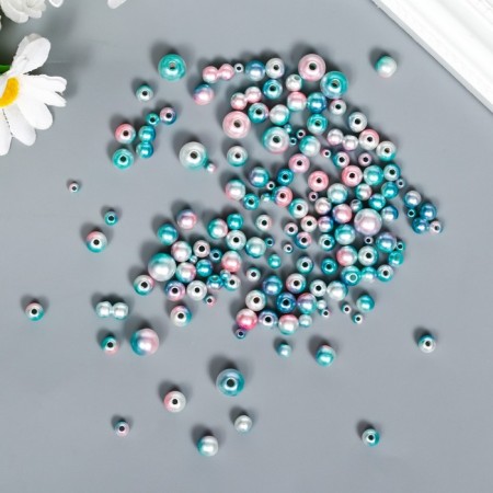 Beads for creativity Plastic "Round. Gradient. Green-blue mermaid" d = 3-8mm, nr 10gr 745957