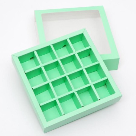 Box for sweets, 16 pcs, mint, 17.7 x 17.7 x 3.8 cm-2