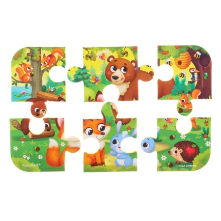 Soft puzzle for kids "Forest animals", 6 parts, crumb I-4