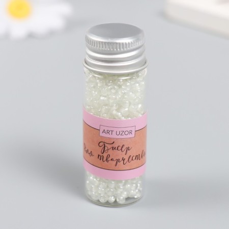 8/0 beads in the bottle "Transferic" glows under UV blue 20 g 6x2x2 cm