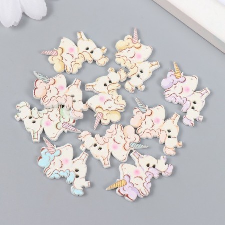 Buttons for creativity tree "Sleeping unicorns" set of 10 pcs 2.7x2.2 cm