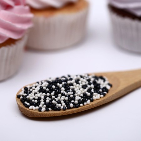 Sprinking confectionery with a soft center "Bead": silver, black, 50 g-1