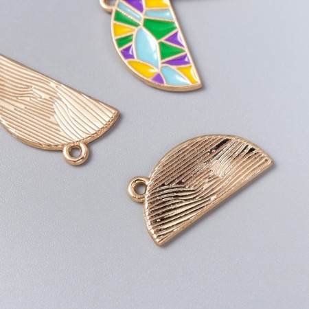 Decor for creativity metal, enamel "colorful half" 2x1 cm-1