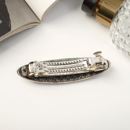 Hair hair clip "Grace" classic oval shine, 8.5 cm, silver-1