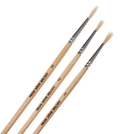 Koz's hand set, 3 pieces (No. 1, 2, 3), round, with wooden handles, in a blister-1