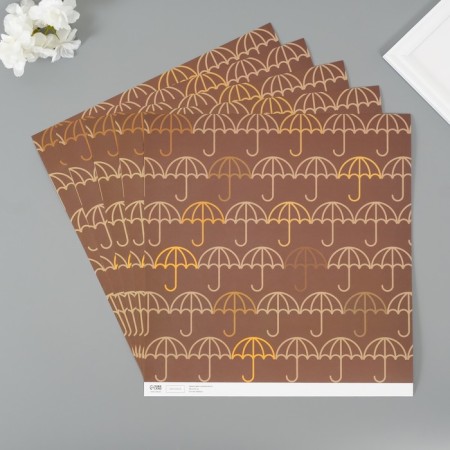 Scrapbooking paper "Umbrella" density 180 grams set 5 pcs 30.5x32 cm-1