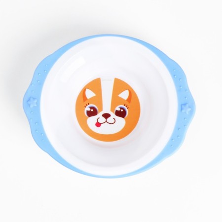 A set of children's dishes "Corgi", a plate on a suction cup 250ml, fork, spoon-1
