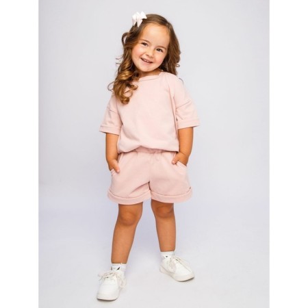 Children's jump (T-shirt, shorts), height 92-98 cm, powder color