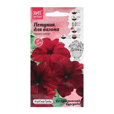 Flowers of Petunia "Super -Casket Burgundy", 10 pcs