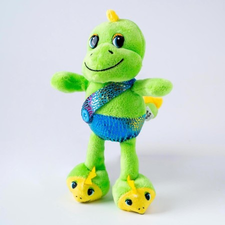 Soft toy "Dragosh", in slippers, 22 cm, green color