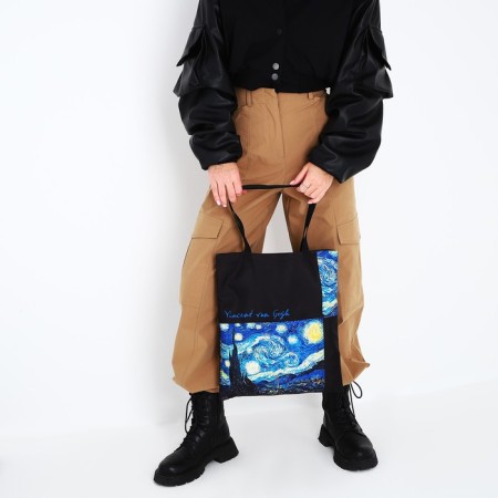 Bag-shop "Van Gogh", without lightning, without lining, black color-7