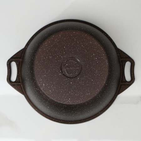 Pan, 4 l, d = 24 cm, h = 14 cm, glass cover, anti -stick coating, color coffee marble-2