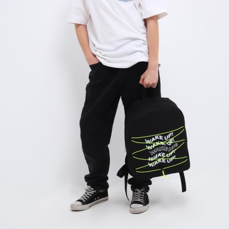 School textile backpack with lake up lacing, 38x29x11 cm, black-10