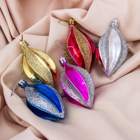 Christmas tree decoration "Multi -colored icicles" (set of 5 pcs) 4x8 cm, mix