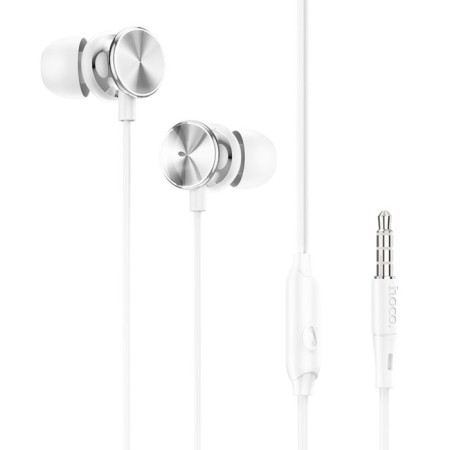 Hoco M96 headphones, wired, vacuum, microphone, 1.2 m, silver
