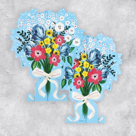 Volumetric cards "Flowers", 13.3 x 16.7 cm-2