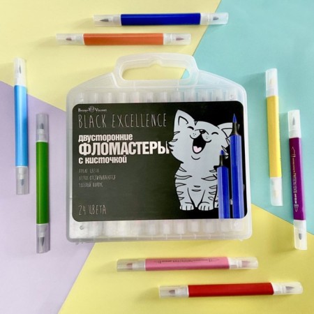 Fleeters 24 colors Black Excellence, in a plastic pen.-4