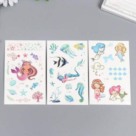 Tattoo on the body phosphorus "Mermaids" mix 12x7.5 cm