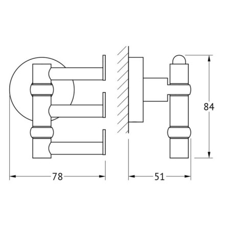 Roller hook triple, chrome, artwelle-1