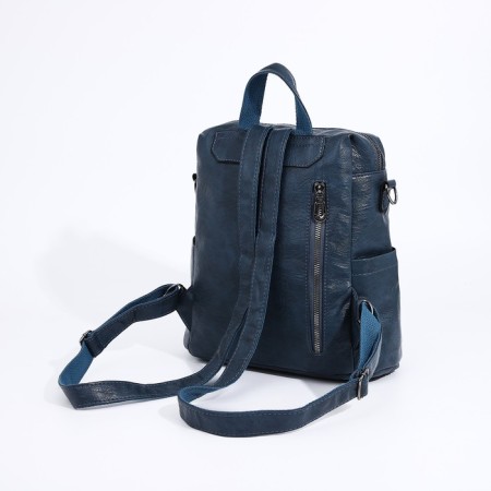 Women's backpack of artificial leather with lightning, 2 pockets, blue color-2