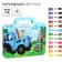 Colored pencils, 12 colors, trihedral, blue tractor