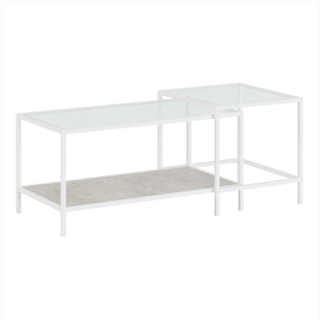 Table Journal Duet, 941 (488) x488 (544) x457 (500), white Muar/Metropolitan Gray/Glass-2