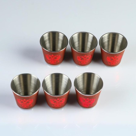 Set of glass 6 pcs. × 75 ml, in a brown cover with a belt mount-1