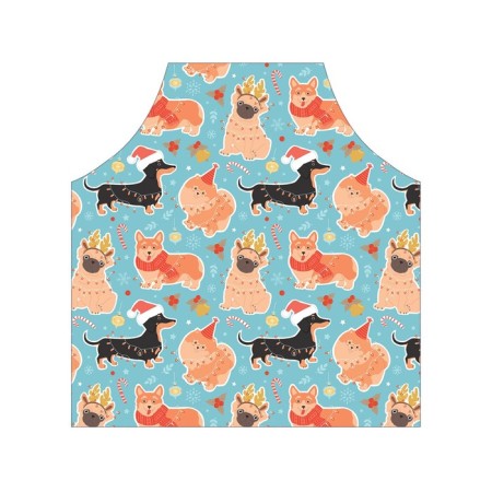 Apron of a kitchen with a “dog party” photo print, adjustable, size OS-1